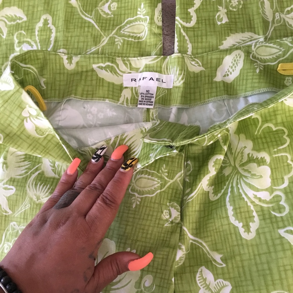 Rafael spring pants lime green and white